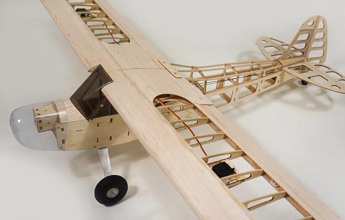 Viloga RC Balsa Airplane Kit Piper Cub J3 Laser Cut 46 Wooden Model Airplanes Kits to Build for Adults DIY Unassembled RC Plane for Hobby Fly (KIT Only)