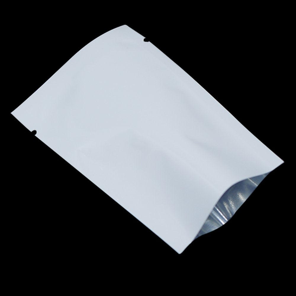 PABCK 1000 Pcs 10x15cm (3.94x5.9 inch) White Metallic Foil Open Top Sealable Bags Vacuum Heat Seal Pouches for Food Storage Packaging with Tear Notches
