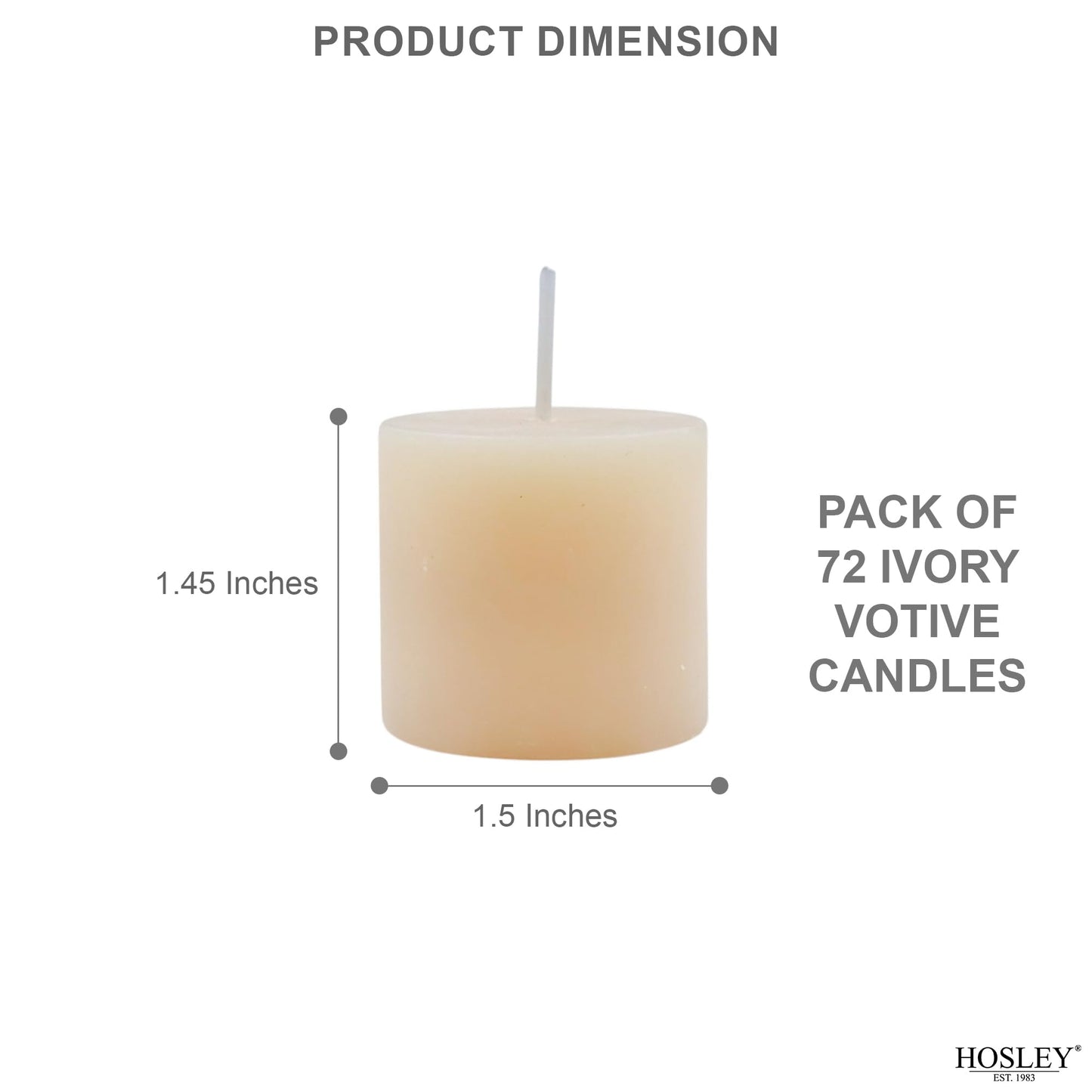 Hosley Set of 72 Unscented Ivory Votive Candles – Bulk Pack, Clean-Burning, Long-Lasting 10-12 Hour Burn Time – Ideal for Weddings, Home Décor, Spa, and Events