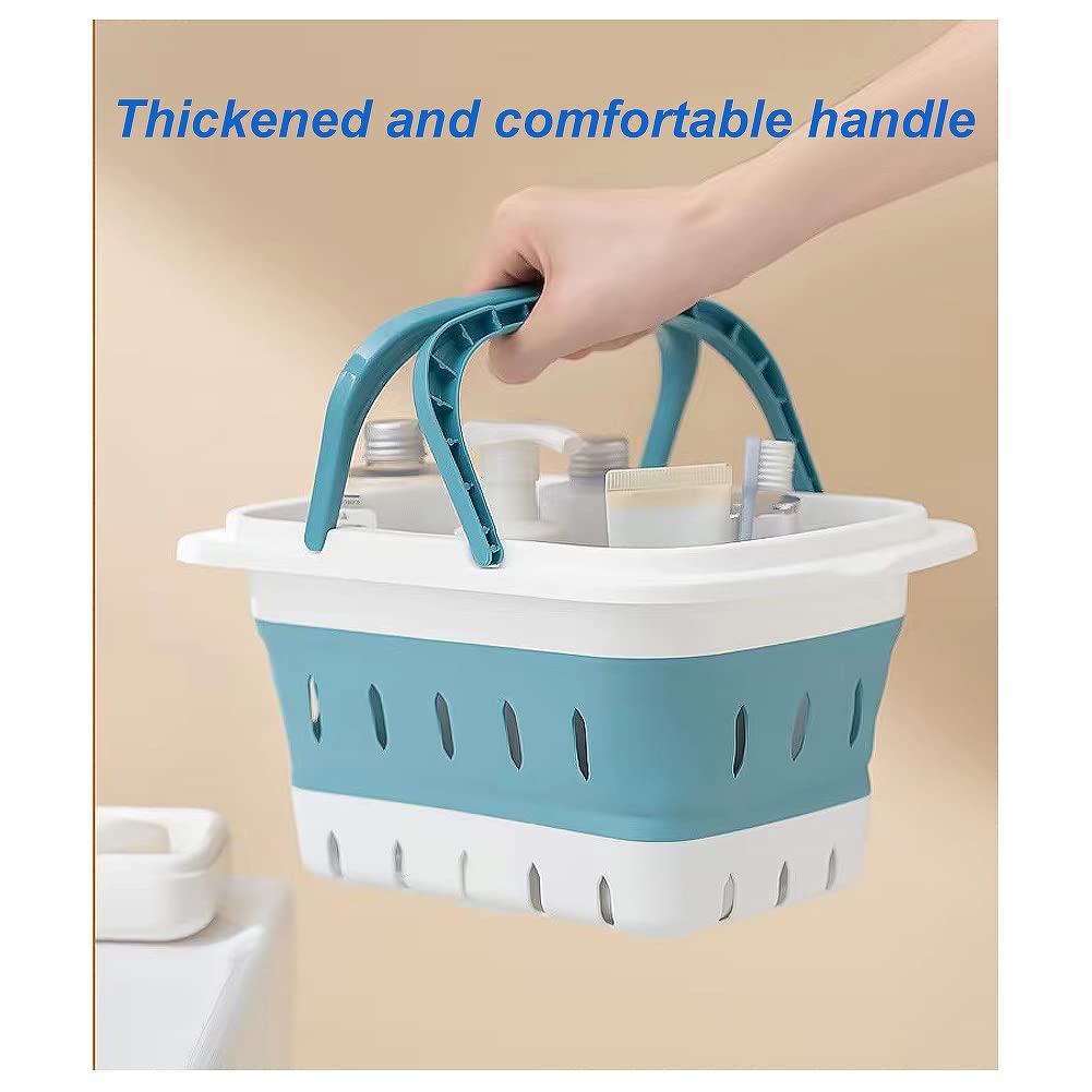 ANNIYA Foldable Plastic Shower Caddy Basket 2 Pcs, Portable and Durable Toiletries Caddy with Handles Ideal for Dorm, Bathroom, Cleaning, Kitchen, Camping, Waterproof, Easy to Clean (Grey 2 pack)