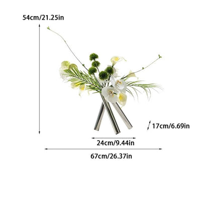 Artificial Plant Light Luxury Creative Round Tube Simulation Flower Art Decoration Sample Room Living Room Porch Flower Arrangement Simple Decoration Artificial Tree Indoor