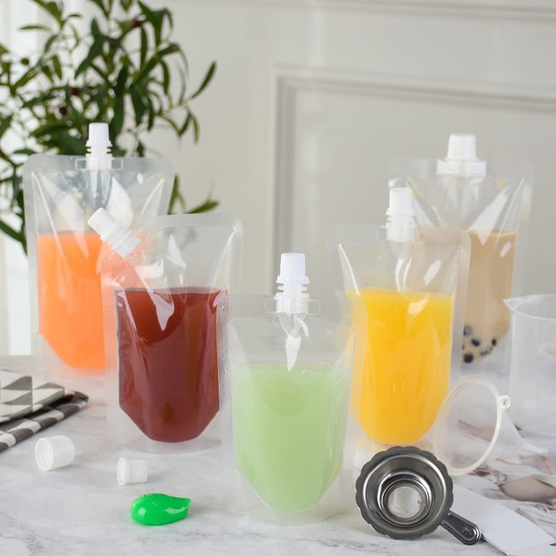 20 PCS Juice Travel Plastic Bags Portable Collapsible Beverage Bag | Leakproof Foldable Water Carrier for Outdoor Hiking, Camping & Seed Storage | Food-Grade BPA-Free Liquid Container