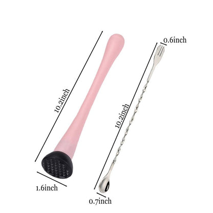 Muddler for Cocktails,Cocktail and Bar Tools for Lemonade 10" Muddler and Long Handle Bar Cocktail Mixing Spoon