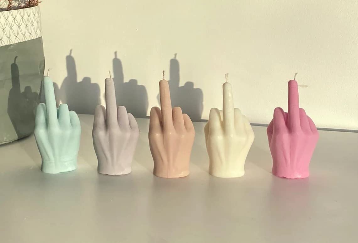 Middle Finger Candle, Homemade soy candle, Hand Fuck Candle, Teen Room Decor Candle, Funny Aeshetic Candle, Hippie Candle (White, GREEN TEA)