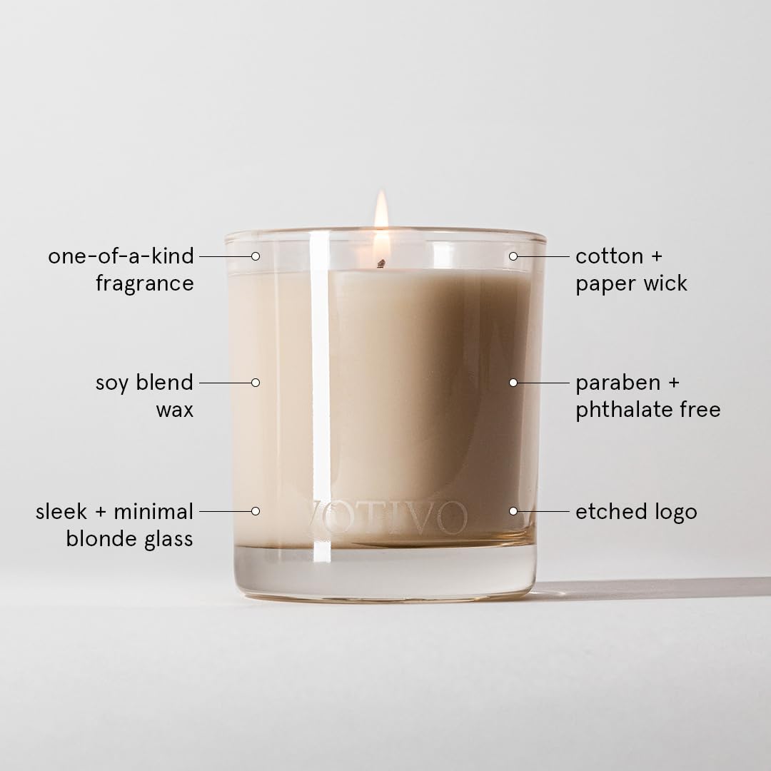 Votivo White Tea & Bergamot 10 oz Signature Candle | Soy Wax Blend | Luxury Glass Jar & Box | Home Decor |Gifts | Highly Scented