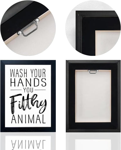 Skiennix Bathroom Decor Wall Art - Black and White Framed Prints for Guest Toilets & Kids' Washrooms