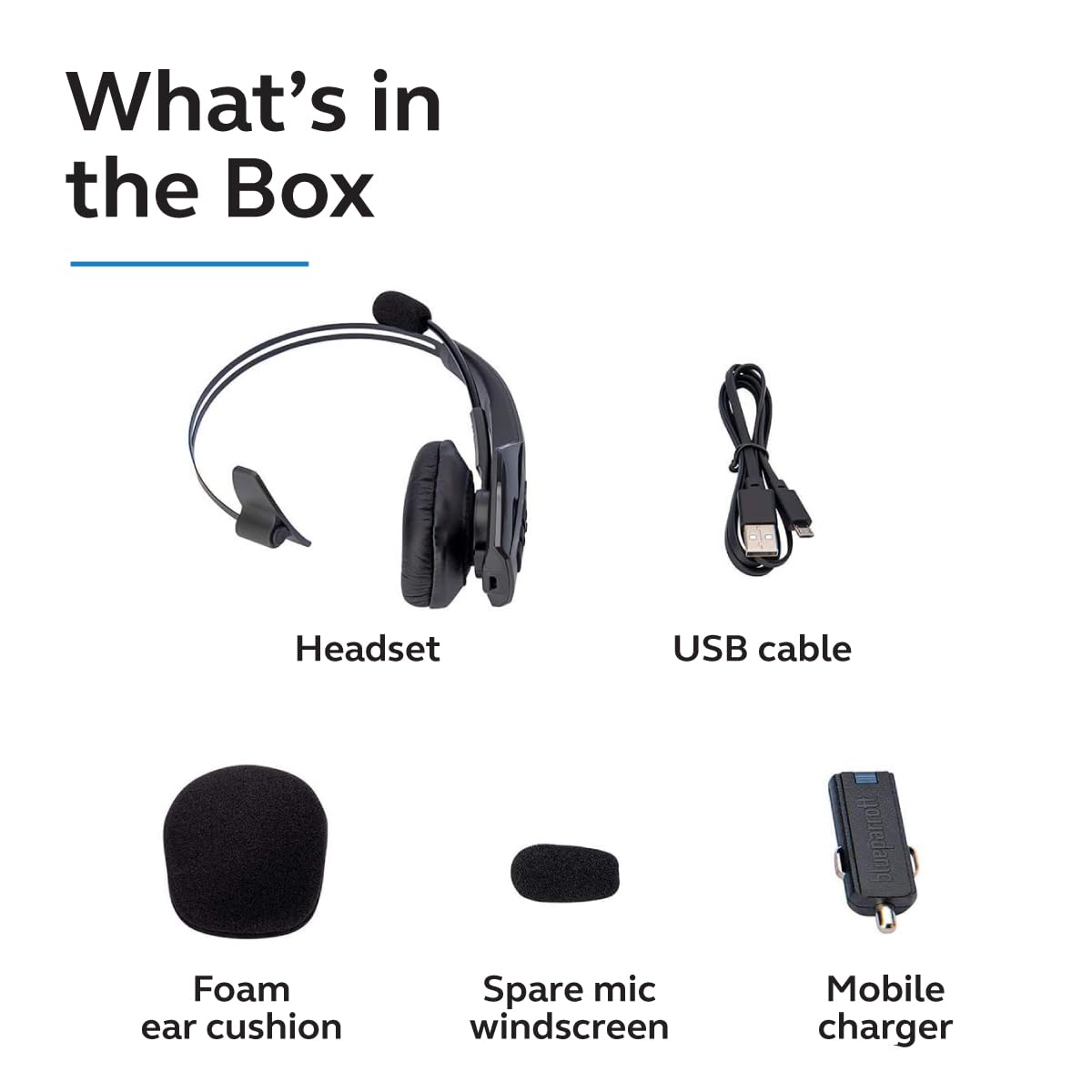 BlueParrott B350-XT Noise Cancelling Bluetooth Headset - Updated Design with Industry Leading Sound & Improved Comfort, Hands-Free Headset w/Expanded Wireless Range & IP54 Rated Protection (Renewed)