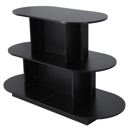 Hubxinly 3 Tier Wooden Oval Display Table Modern Standing Display Riser Shelf Retail Table for Stores Vendor Events 55in W x 23.6in D x 35in H