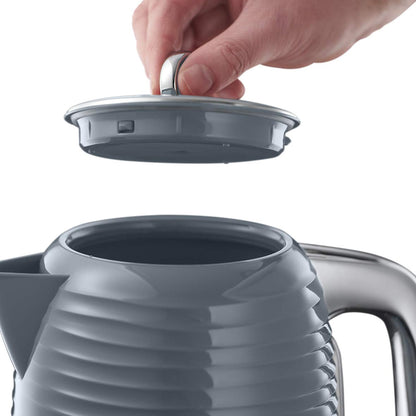 Russell Hobbs Inspire 24363-70 Kettle [1.7 L, 2400 W] Grey with High-Quality High-Gloss Structure (Quick Boil Function, Removable Limescale Filter, Water Level Indicator, Removable Lid)