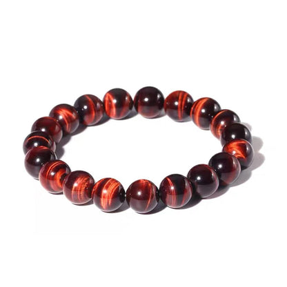 8MM Red Tigers Eye Bracelets for Women Men, Fits for 7"-7.5" Wrist, Talisman of Good Luck & Wealth | Root Chakra Crystal | Gemstones of Passion Courage | Handmade Stretch Jewelry Gift