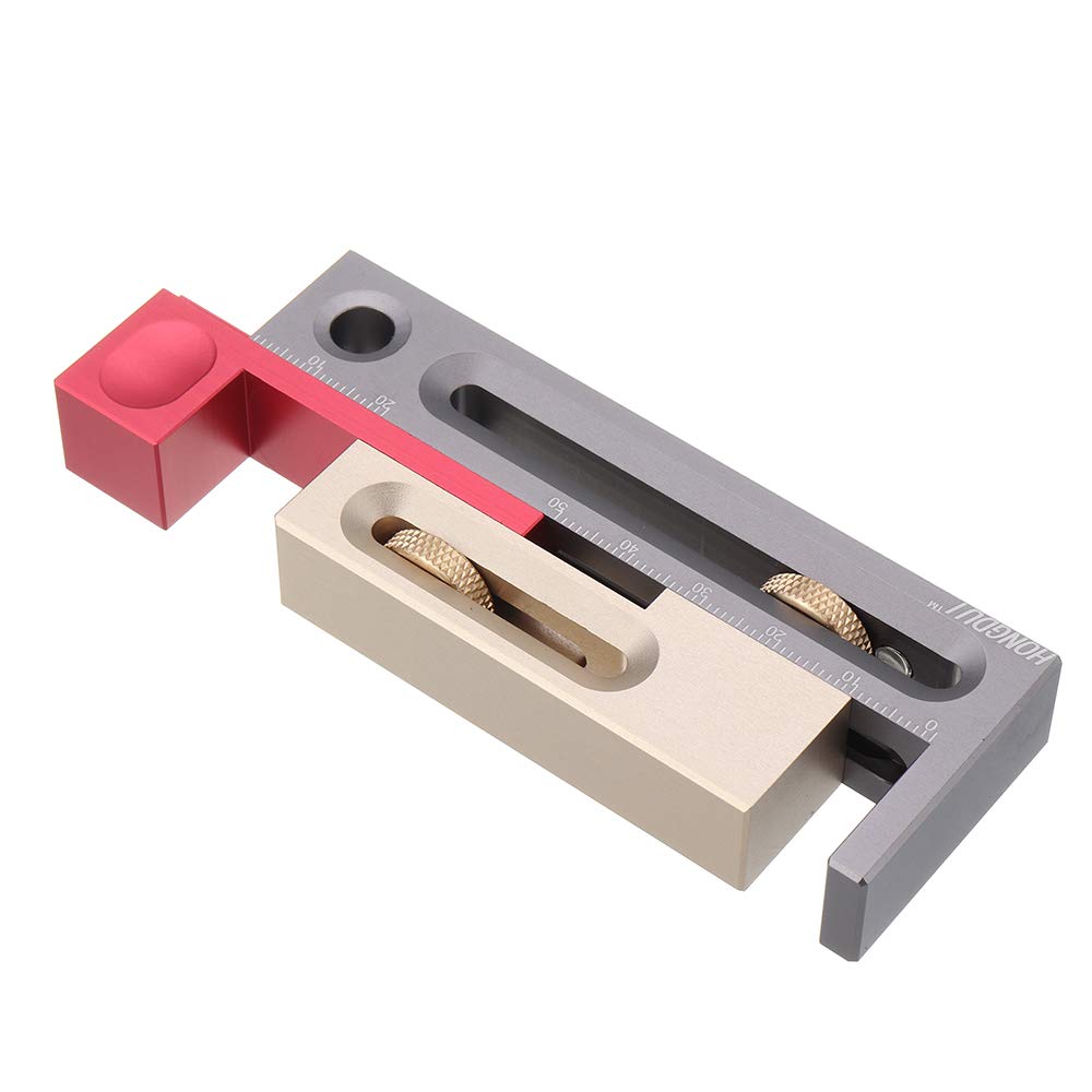 HONGDUI JF06 Kerfmaker Table Saw Tool - 4”/100mm Movable Measuring Block, Mortise and Tenon Slot Adjuster for Woodworking