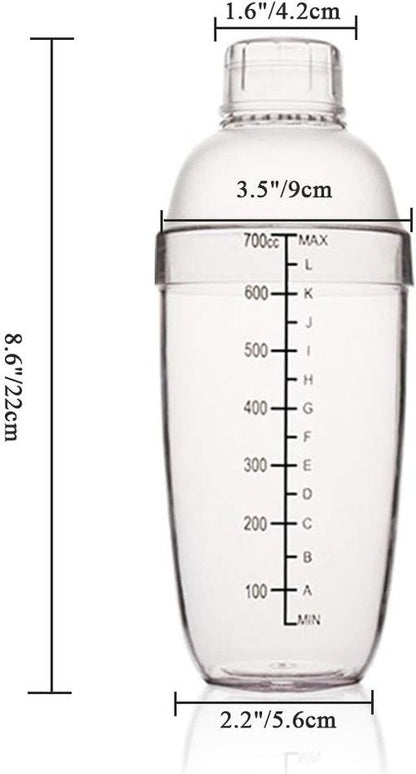 FEOOWV Cocktail Shaker - Handheld Drink Mixer for Boba Tea | Transparent 24 oz (700cc)