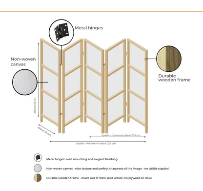 artgeist Japanese Room Divider XXL Birds Forest Nature Leaves Botanical 90 x 67 in - 5 Panel Folding Screen Japan Design Home Decoration Art Deco b-B-0593-z-c