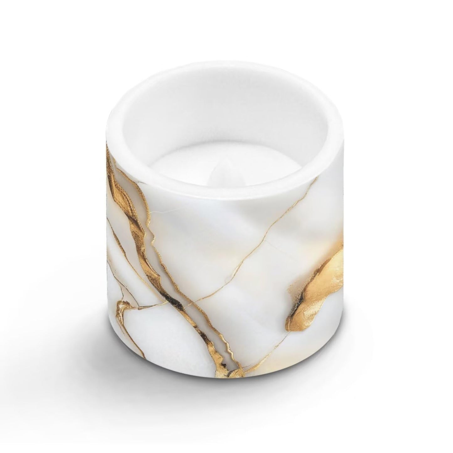 Cozeyat Gold Marble Flameless Candles 4 Pack Waterproof Battery Operated LED with Remote Control Timer Dancing Flame for Indoor Outdoor Home Decor