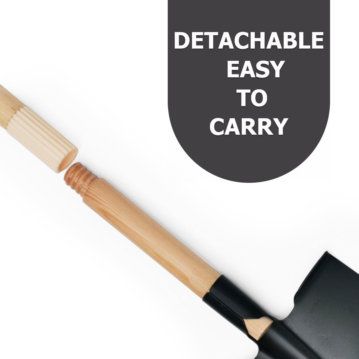 CHEERBANK 7PCS Kids Gardening Tools, Long Shovel, Rake for Leaves, Spade, Hoe, Steel Heads & Real Wood Handle, Yard Tools for Children Toddlers Gifts