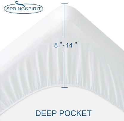 Skiennix Twin XL Waterproof Mattress Protector - Ultra Soft Terry Fitted Cover for 14'' Depth | 2 Pack, Noiseless White