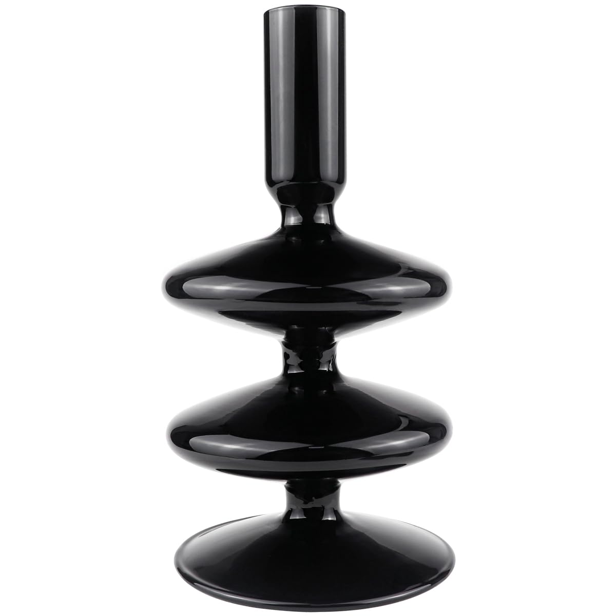 Glass Candle Holder for Taper Candles,Clear Decorative Candle Sticks Holders for Wedding Valentines Day Birthday Party Centerpiece (Black)