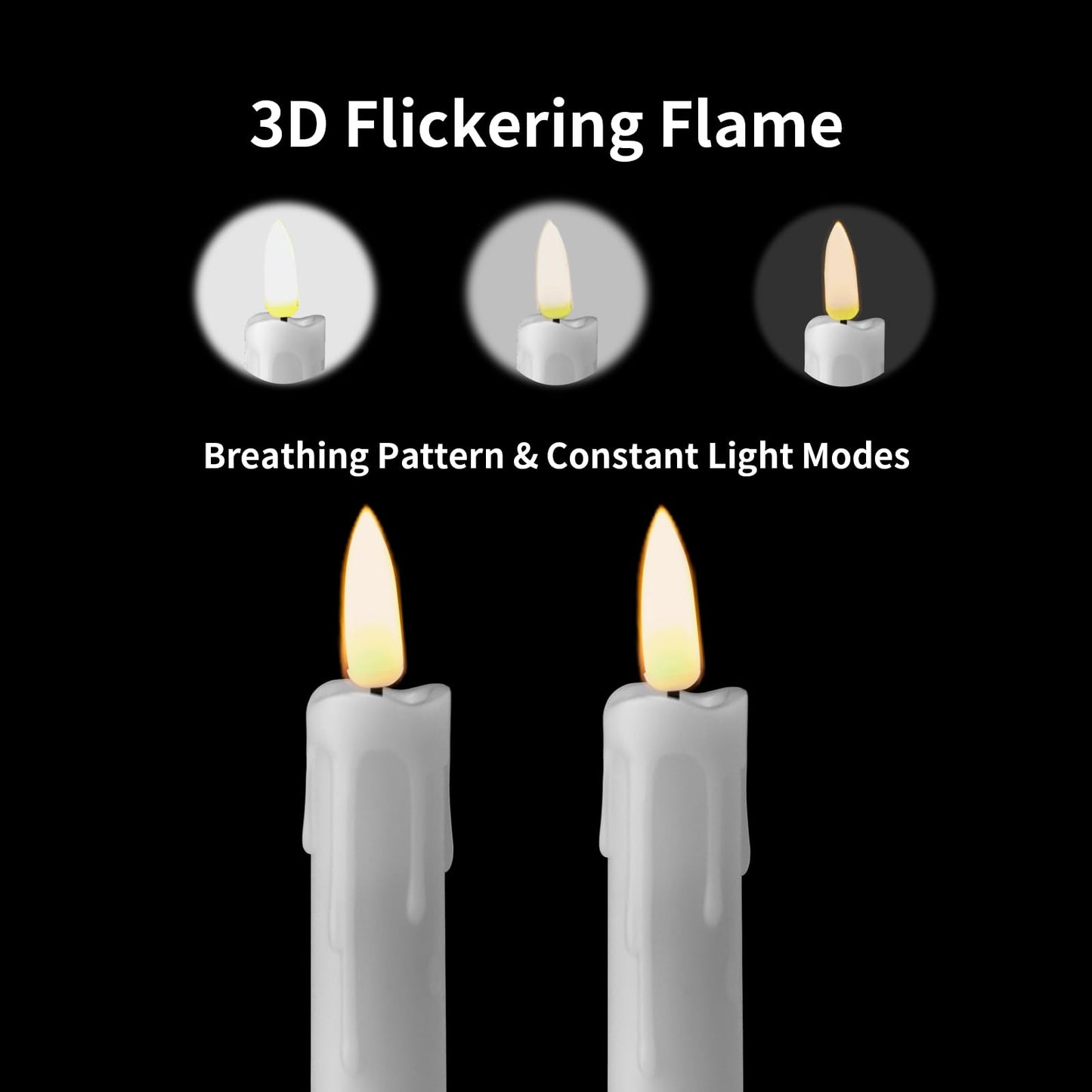 YBU Flameless Taper Candles with Remote 7 Inches Led Candle Sticks with Flickering Light Timer Dimmer Battery Operated Window Candles for Halloween Christmas Decoration 6 Pcs, White