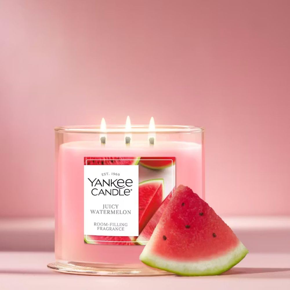 Yankee Candle Juicy Watermelon, 14.5 oz 3-Wick Candle with up to 40 Hour Burn Time