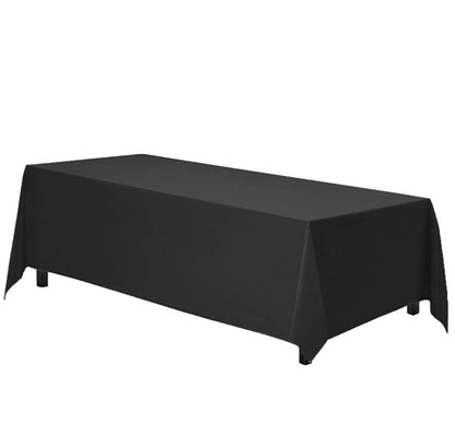 Gee Di Moda Rectangle Tablecloth - 90 x 156 Inch Black Table Cloth for 8 Foot Tables with Floor-Length Drop - Heavy Duty Washable Fabric for Holiday Party, Dinner, Weddings & Baby Shower