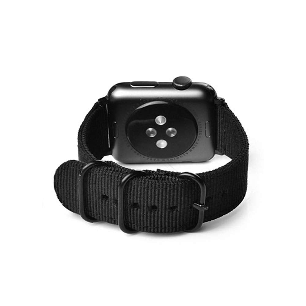 CNYMANY 20mm Universal Ballistic Watch Band, Nylon Canvas Woven Loop Replacement Strap Wristband Buckle Fastener Adjustable Closure for Smart-watch Sport Fitness Tracker - Black