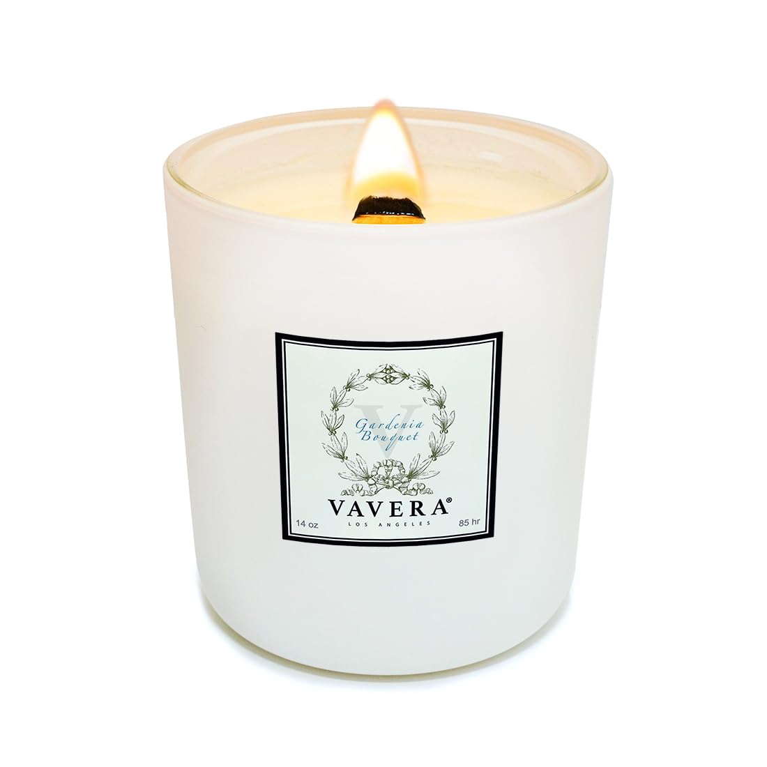 VAVERA Gardenia Candle. Wood Wick Candles that Crackle, 14oz Matt White Candle Jar, Consummate Gardenia Lover's Delight. Soy, Vegan, Non Toxic Luxury Home Decor. Hand-Crafted in USA.