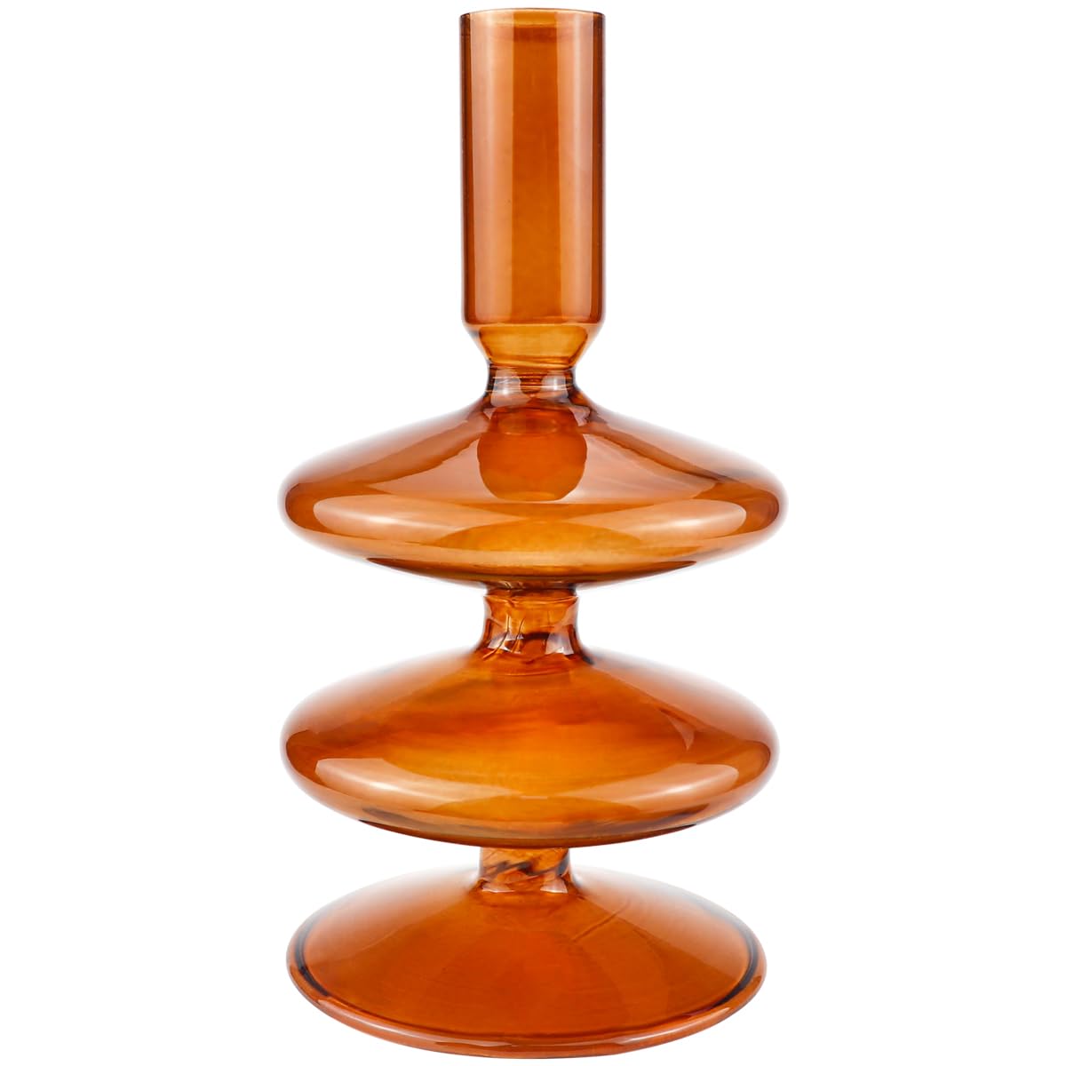 Clear Taper Candle Holders Glass Candle Stick Holder Modern Candle Holders for Tapered Candlesticks Wedding Reception Centerpieces Christmas（Brown）