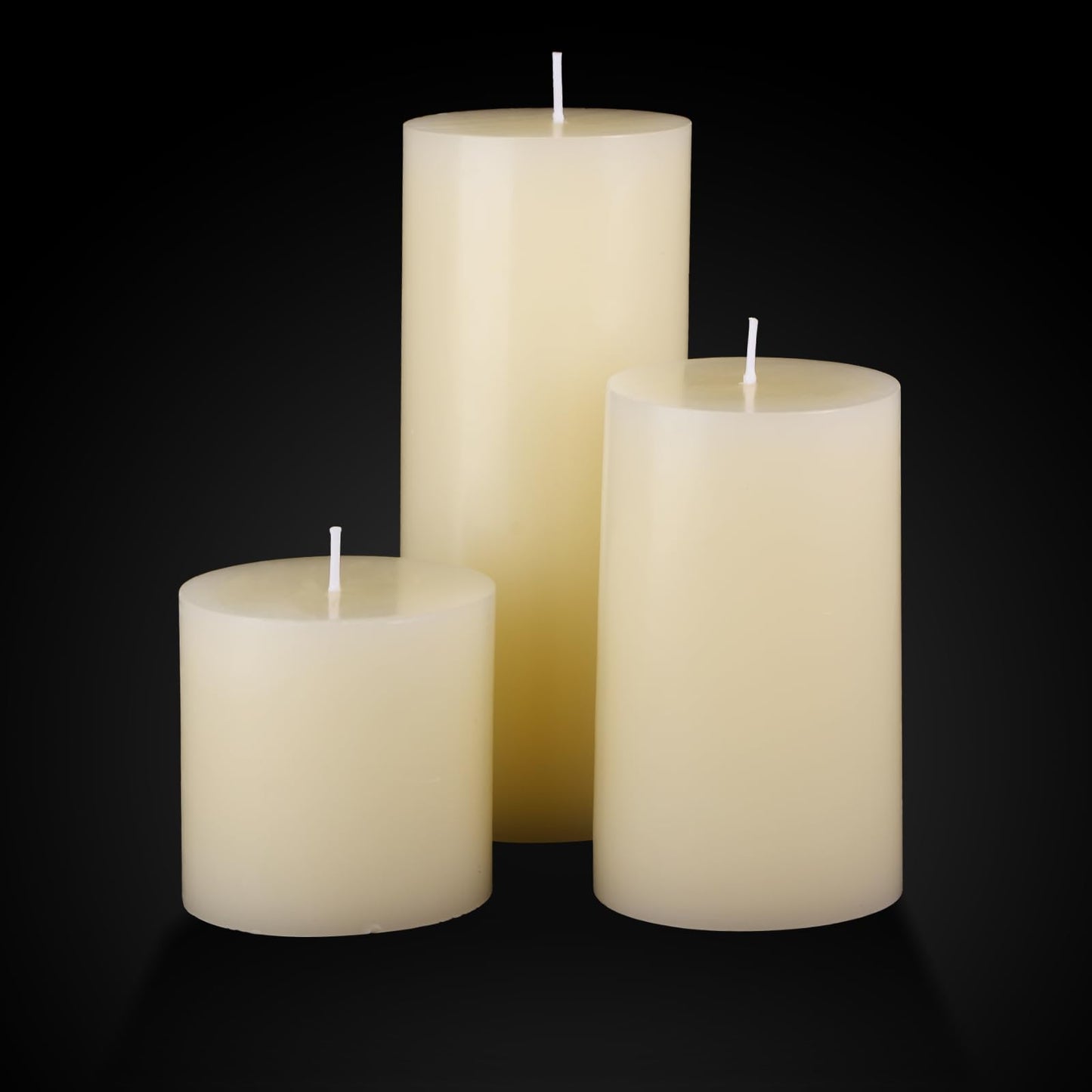 Shihanee Set of 3 Pillar Candles and 3 Glass Cylinder Candle Vases Holders Clear Pillar Jars for Wedding Centerpieces(3'' x 5.9'', 7.9'', 9.8'',Ivory White)