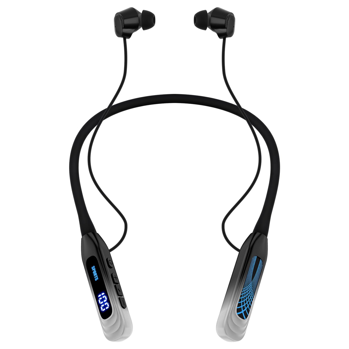 Podity Neckband Bluetooth Headphones, 1000H Extra Battery Life with Display Magnetic Earphones,Wireless Stereo Earbuds with Microphone, Waterproof in-Ear Headset for Sports/Workout/Office (Silver)