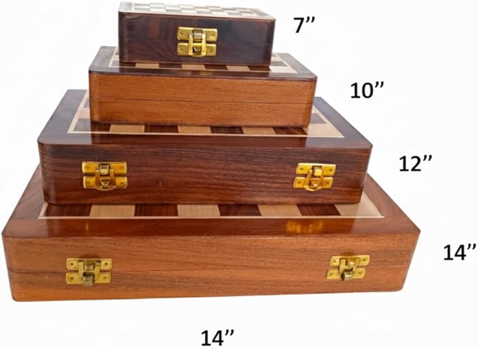 | Personalized Wooden Chess Set | Magnetic Folding Travel Chess Board with Storage &amp 2 Extra Queens (12 x 12 Inch Brown)