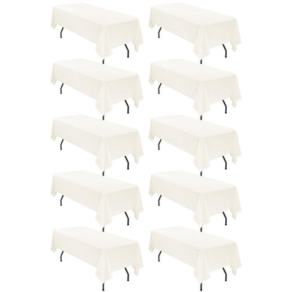 fani 10 Pack 60 x 102 Inch Tablecloth, Ivory Tablecloth for 6 Feet Rectangle Tables, Stain and Wrinkle Resistant Washable Fabric Table Cloth for Wedding Party Dining Table Buffet Parties Camping
