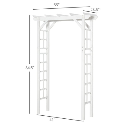 85" Wooden Garden Arbor for Wedding Ceremony, White Outdoor Arch Trellis for Climbing Vines, Heavy Duty Wood Frame for Garden, Patio, Backyard Decor