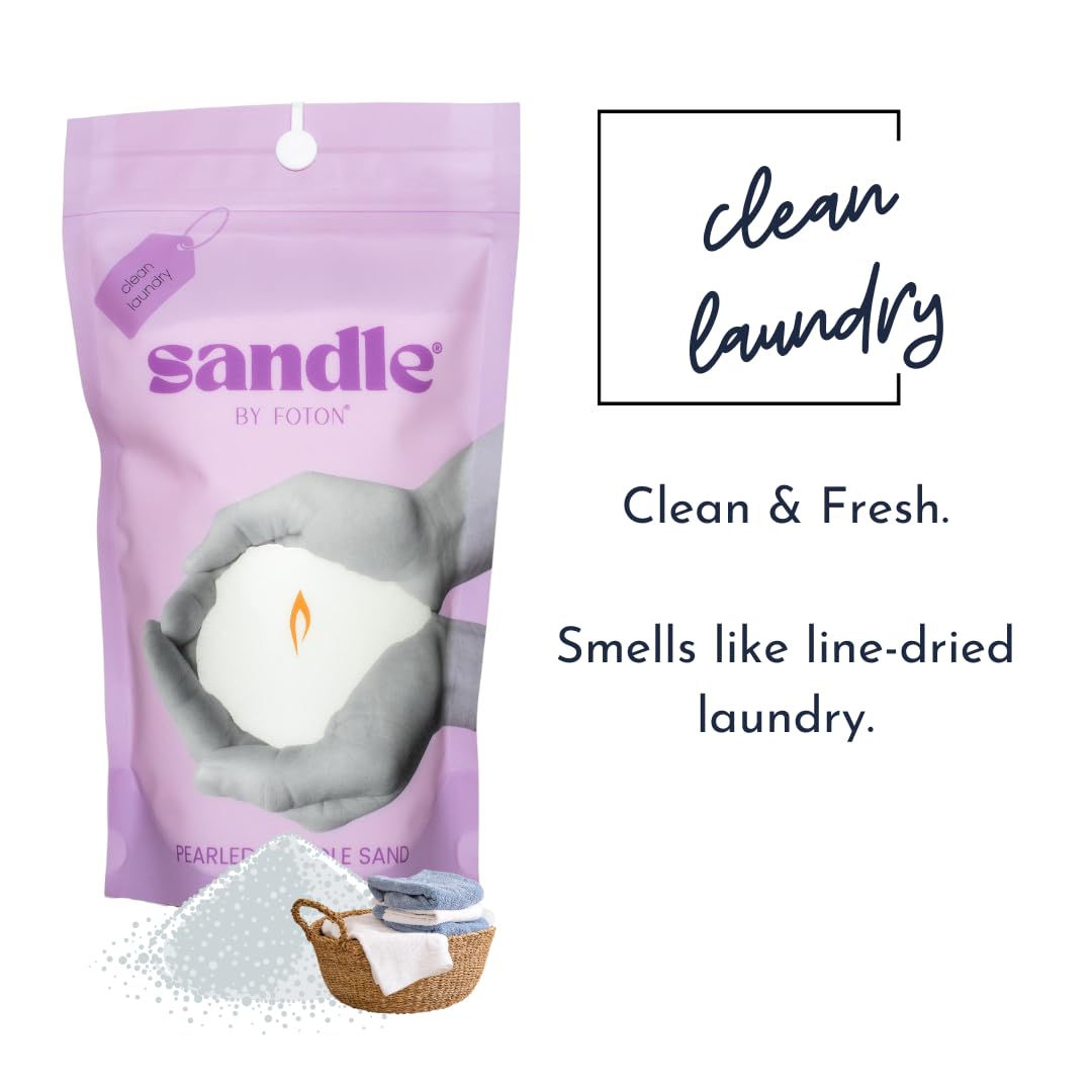 Sandle by Foton Pearled Candle – Multi-Pack (2 x 10oz) – Clean Laundry Scent, Non-Toxic, Luxury & Long-Lasting – up to 120 Hours – with 15 Wicks Each Pack