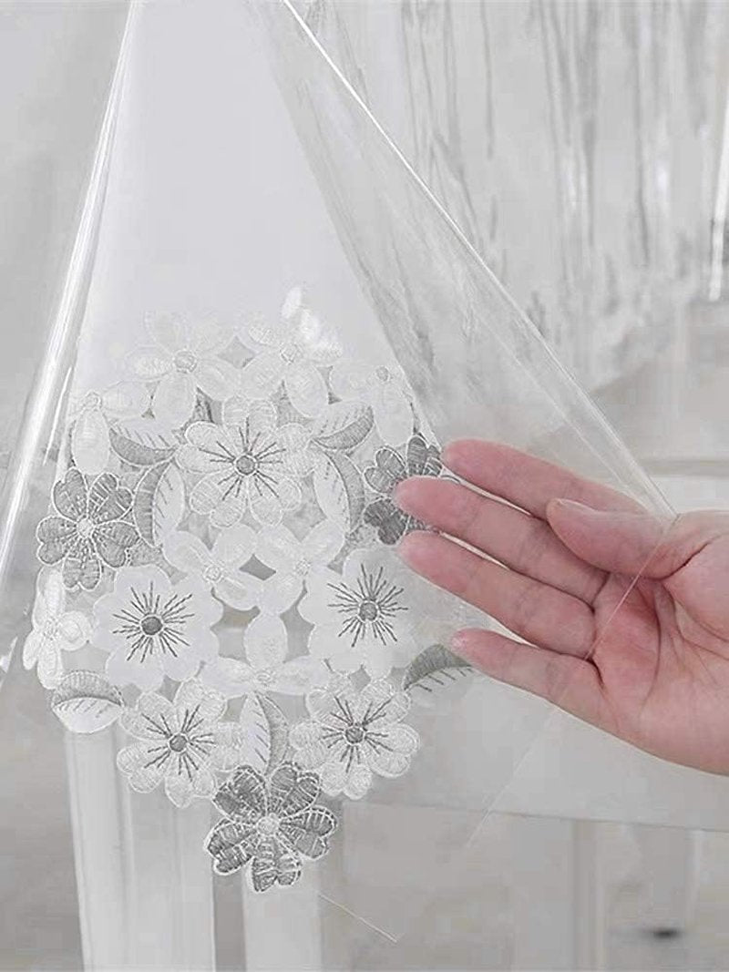 sancua 100% Waterproof Rectangle PVC Tablecloth - 54 x 140 Inch - Oil Proof Spill Proof Vinyl Table Cloth, Wipe Clean Table Cover for Dining Tables, Buffet Parties and Camping, Crystal Clear