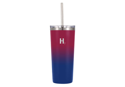 H2 HYDROLOGY Classic Tumbler | Tumbler With Lid and Four Straws | Double Wall Vacuum Insulated & Stainless Steel Water Tumbler | Anti-Slip Tumbler for Coffee, Water, Tea (24 oz, Man of Steel)