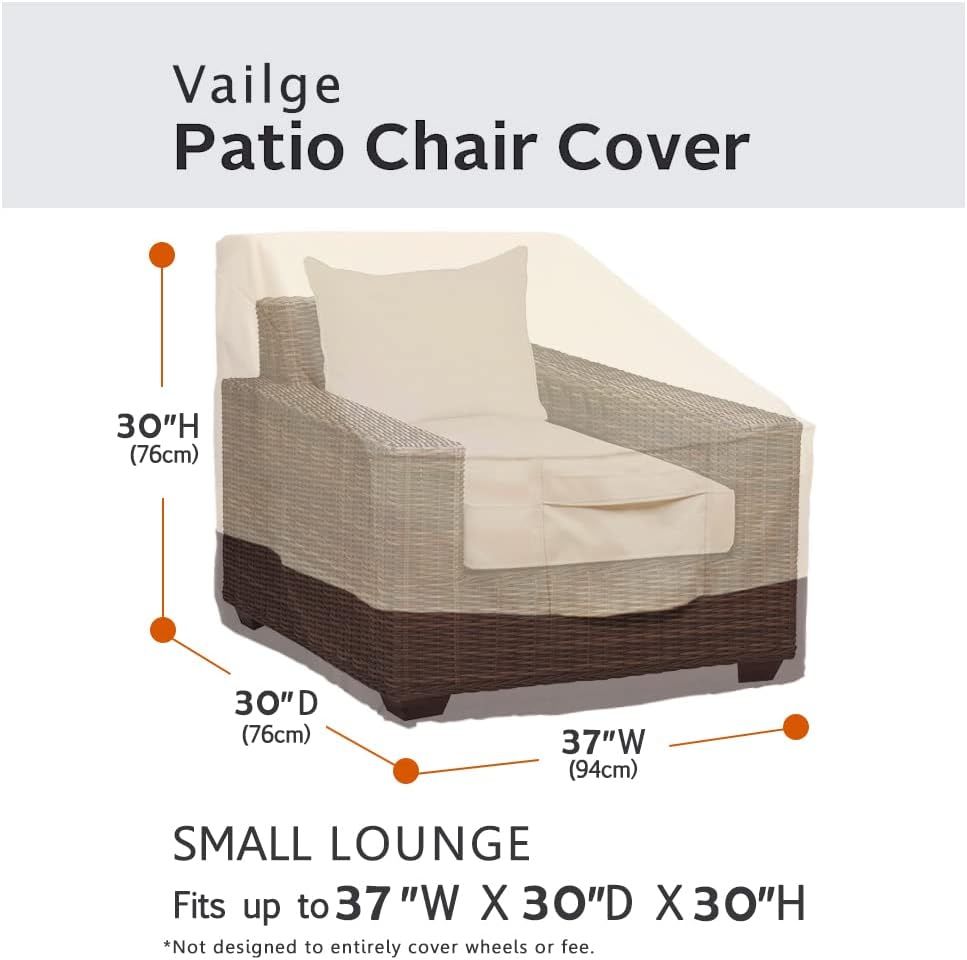 Vailge Patio Chair Covers - Heavy Duty Waterproof Lounge Deep Seat Covers | 4 Pack - Small, Beige & Brown