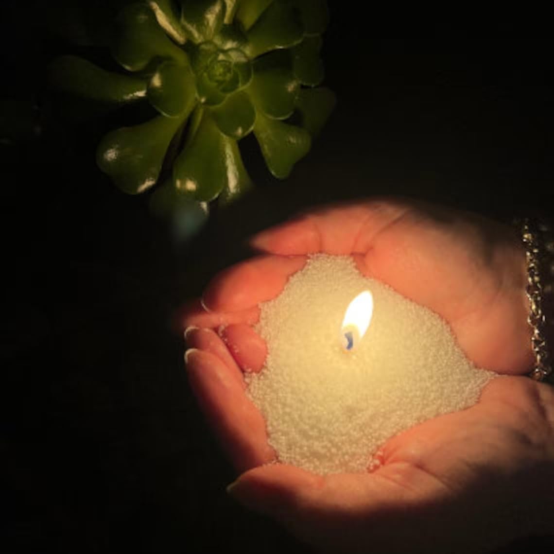 Niceme Snow Pearled Candles - 12Oz Customized Powdered Candle Sand Pourable Refillable White Pearled Candle Wax Long Lasting All Natural for Halloween Thanksgiving Christmas Wedding Party (No Wick)