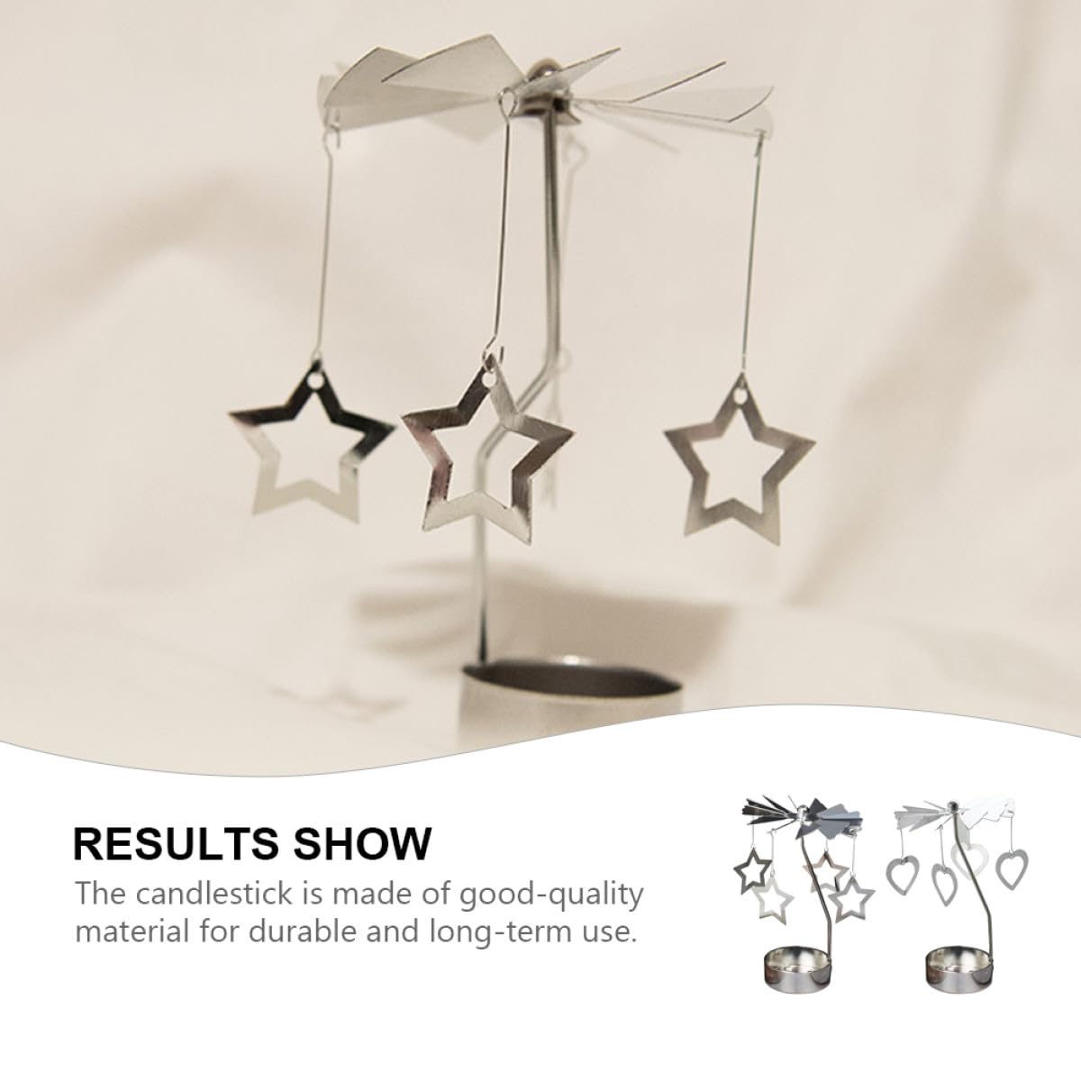 TOYANDONA Rotating Metal Candle Holders 2pcs Romantic Five-Point and Love-Shaped Designs, Desktop Candle Spinner Ornament for Home Decoration and Festival Table Display