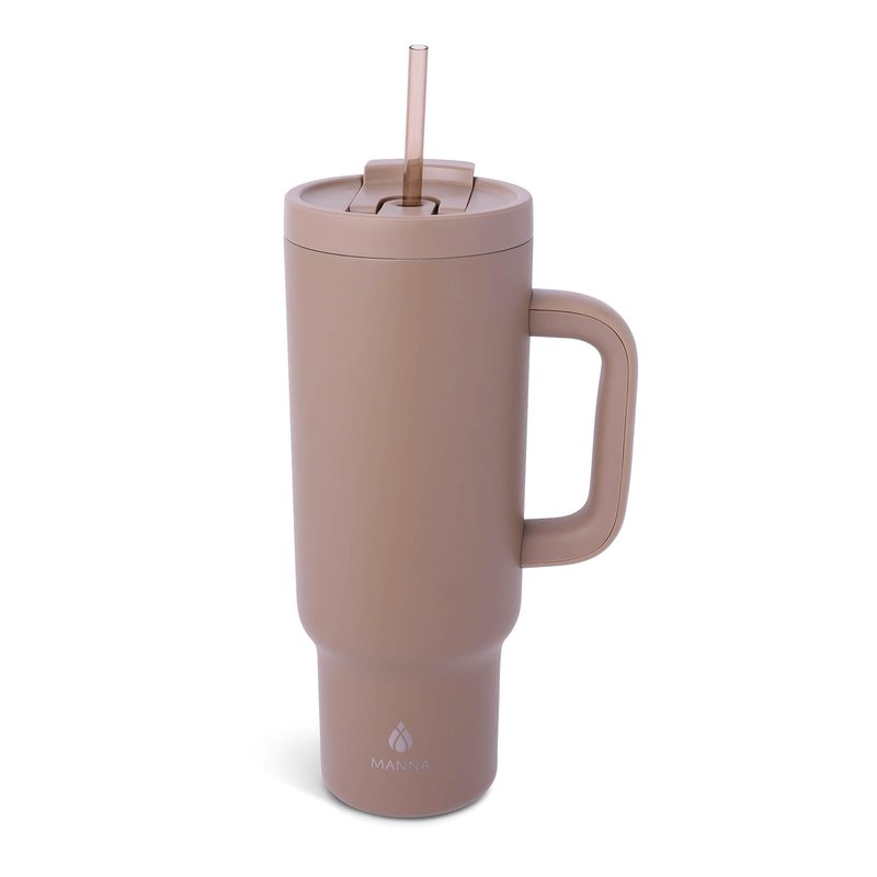 Manna Leisure Stainless Steel Insulated Tumbler with Leak-Proof Dual Function Lid - 40 Oz - Hazelnut Powder Coat