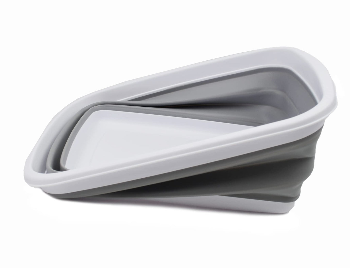 SAMMART 10L (2.6 Gallons) Collapsible Tub - Foldable Dish Tub - Portable Washing Basin - Space Saving Plastic Washtub (White/Grey, 1)