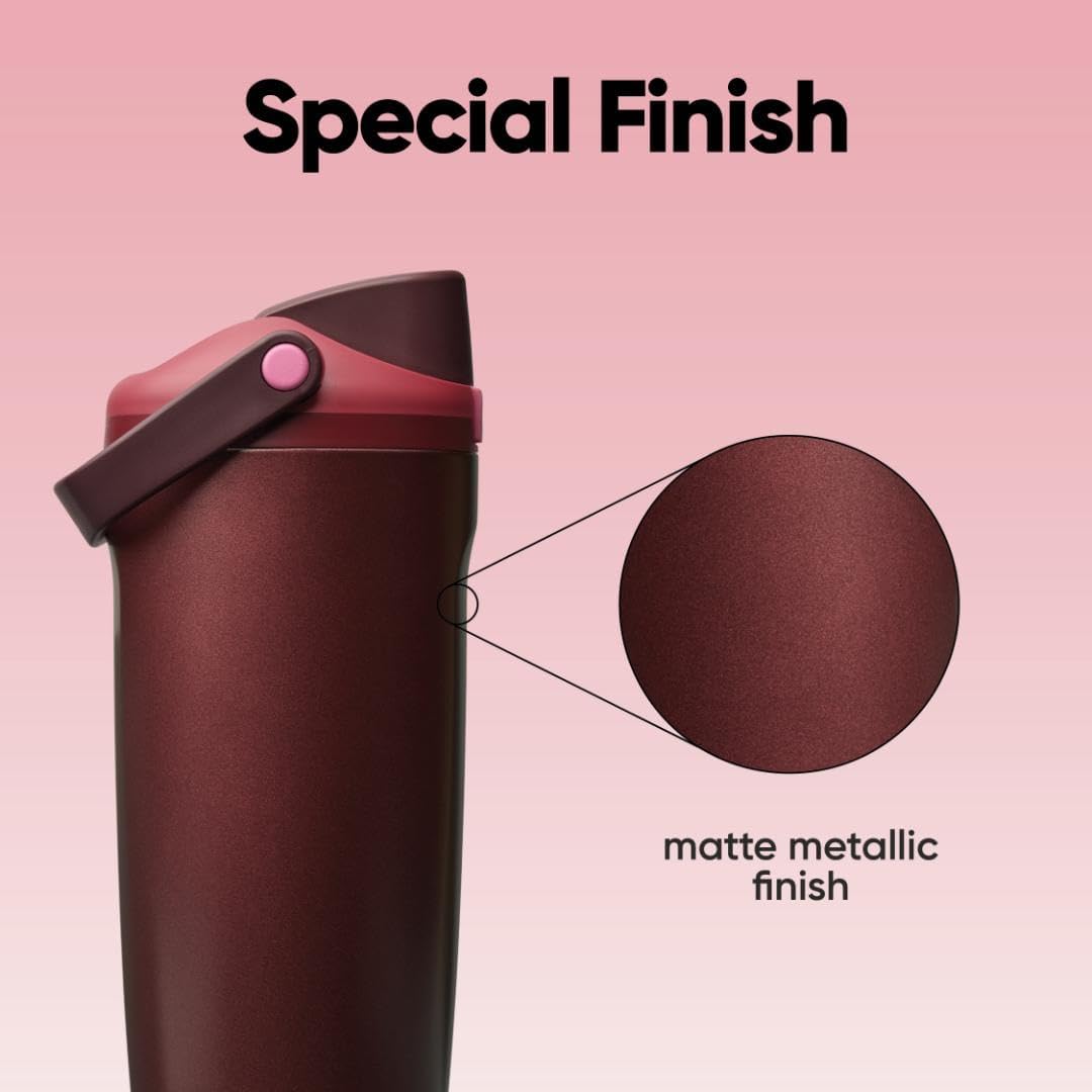 Owala FreeSip Sway Insulated Water Bottle - 40oz Stainless Steel, Two-Way Spout & Built-In Straw, Black Cherry