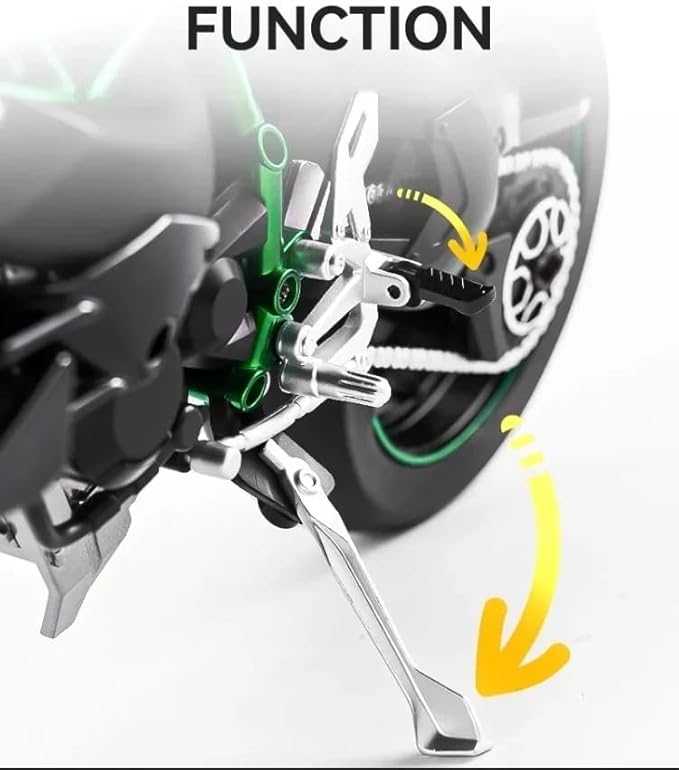 HTLNUZD 1/6 Scale H2R Alloy Diecast Motorcycle with Sound &amp Light Features High Gloss Spray Finish Rubber Tires Premium Collectible Gift (Gold H2R)