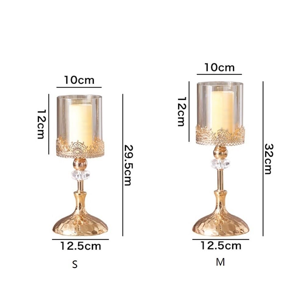 cfycfy987 Candelabra Luxury Golden Metal Glass Candlestick Home Dining Table Decoration Ornament Candle Holder Candle Sticks Holder(Small)