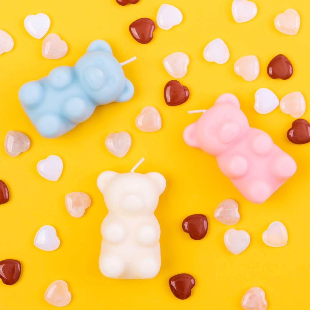 Mysterious Gummy Bear Scented Candle Secret Hidden Inside (White)