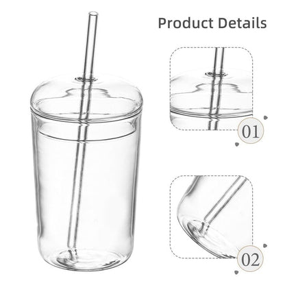 DOITOOL Glass Cups with Lid and Straw, 16 oz Clear Iced Coffee Cup, Reusable Matcha Tumbler for Smoothie Juice, Aesthetic Borosilicate Beverage Drinkware