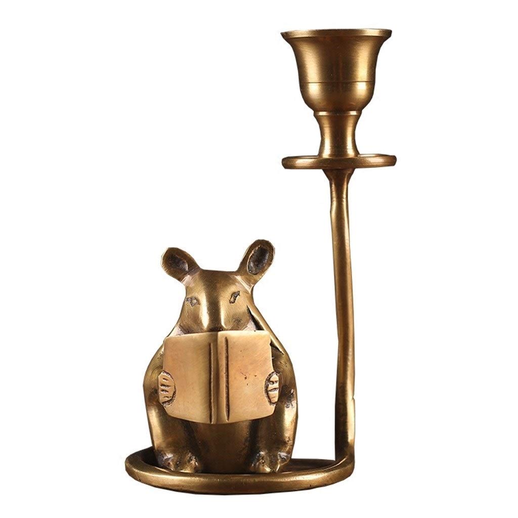 XILIN-1987 Candle Holderss Brass Candlesticks Desktop Den Ornaments Gift Items Hamster Candlestick Decorative Candlestick