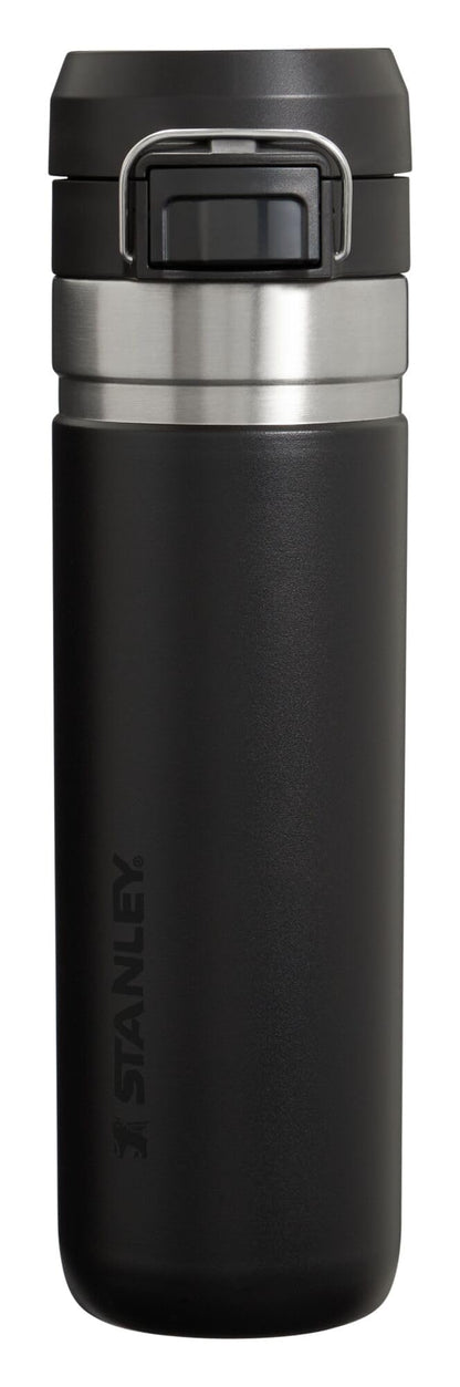 Stanley Quick Flip GO Water Bottle 24 oz | Push Button Lid | Leakproof and Packable for Travel and Sports | Insulated Stainless Steel | BPA-Free | Black 2.0