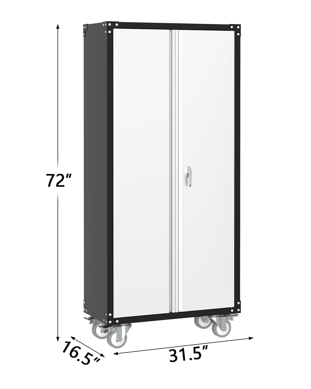 IDEALHOUSE Rolling Tool Cabinet with Lock, 72" Heavy Duty Steel Garage Storage, 4 Adjustable Shelves, Pegboard, Mobile Organizer for Tools, Workshop, Home, Industrial Steel Storage Cabinet On Wheels