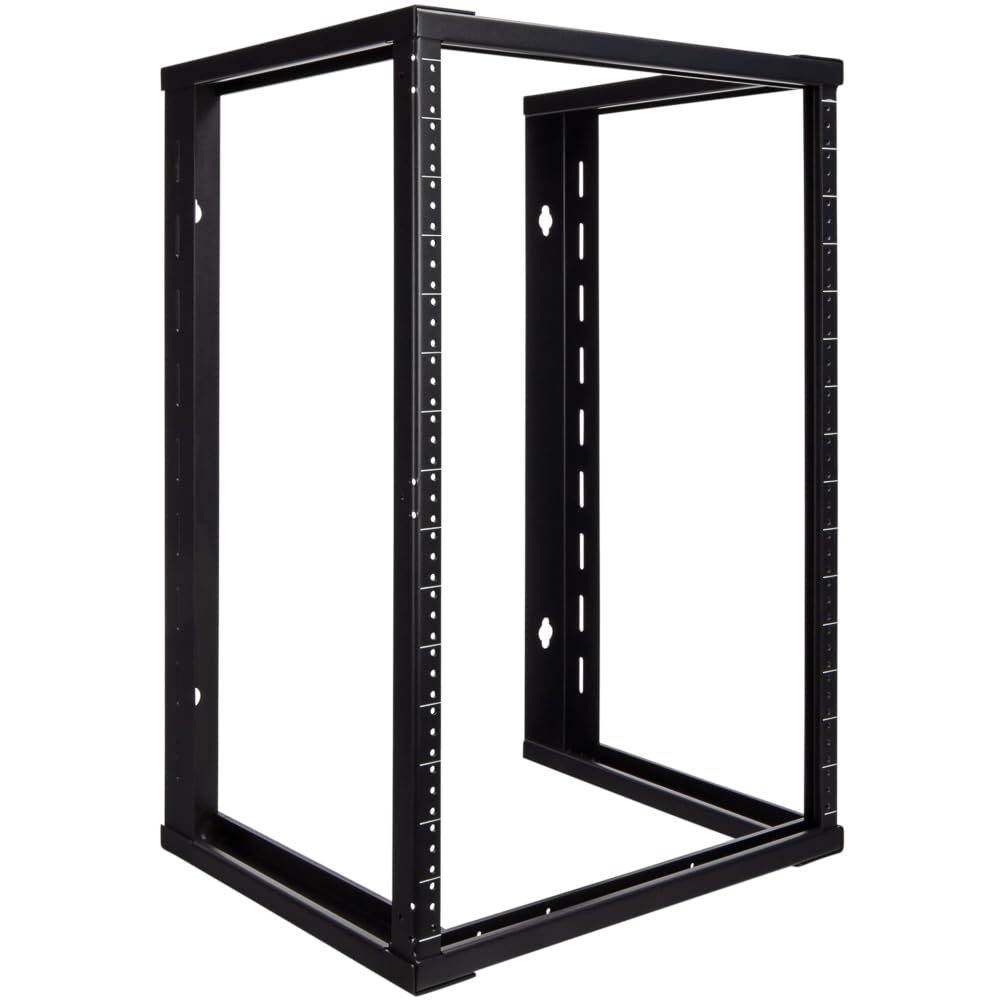NavePoint 15U Wall Mount Rack - Server Rack for 19 Inch IT Equipment Open Frame Rack – Network Rack for AV & Server Equipment 16” Deep Rack, Black