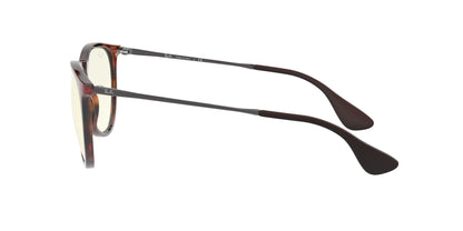 Ray-Ban RB4171 Erika Round Glasses, Rubber Havana/Clear Blue Light Filter, 54 mm
